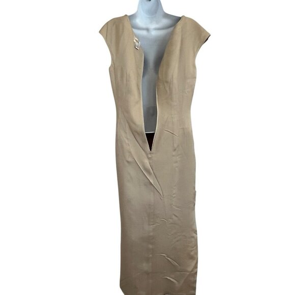 Talbots Maxi Linen Dress Floral Embroidery Cap Sleeve 10 Neutral Coastal Summer - Picture 12 of 16